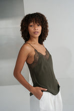 Load image into Gallery viewer, Frankie Silk Cami Khaki