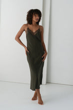 Load image into Gallery viewer, Freya Silk Slip Dress Khaki