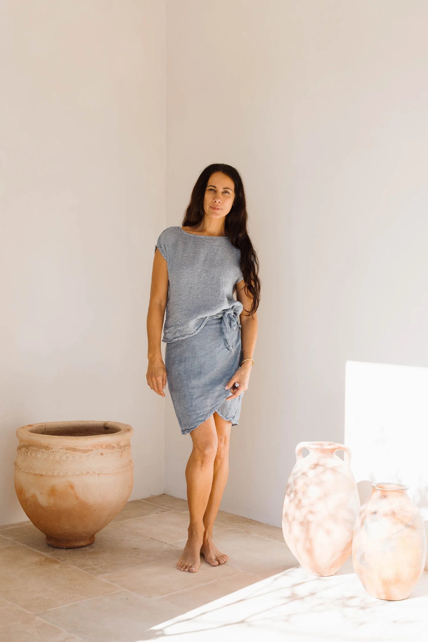 Box Top with Side Splits Cestinato Blu