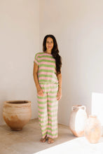 Load image into Gallery viewer, Box Top with Side Splits Rosa Pistachio Stripe