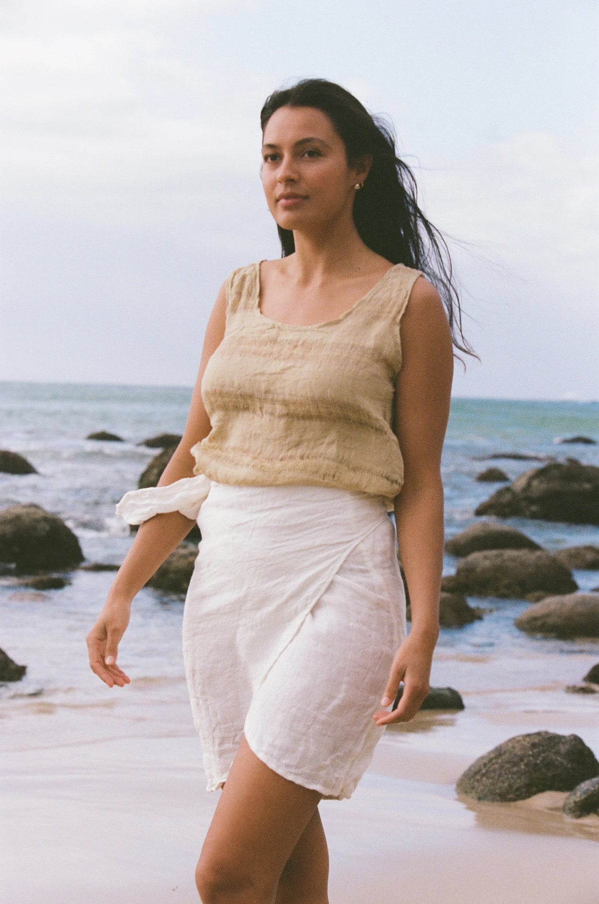 Wrap Skirt Mini Lined Cestinato Bianco