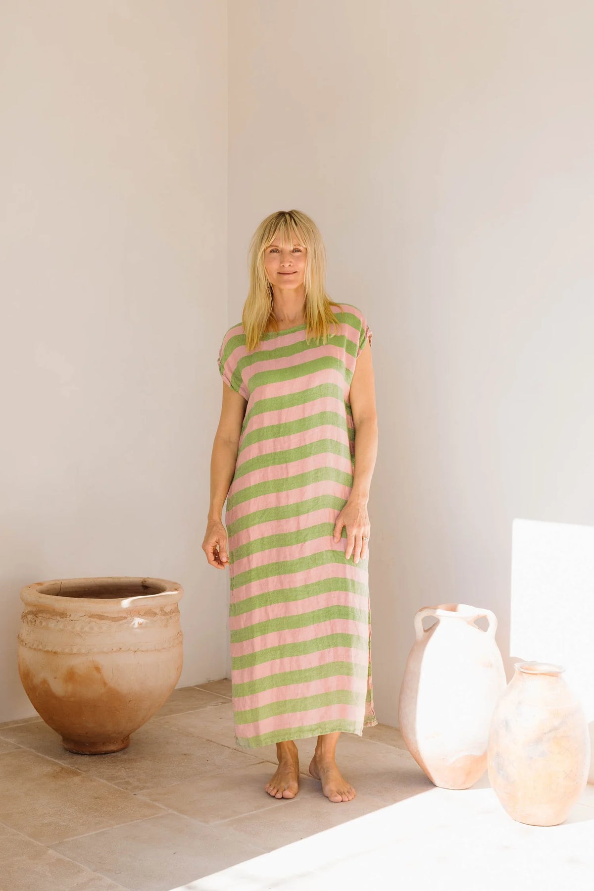 Positano Maxi Rosa Pistachio Stripe