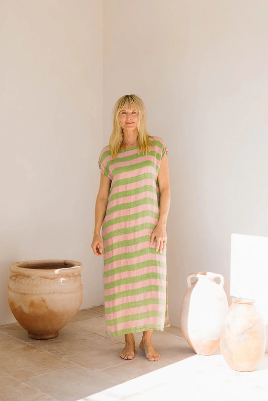 Positano Maxi Rosa Pistachio Stripe