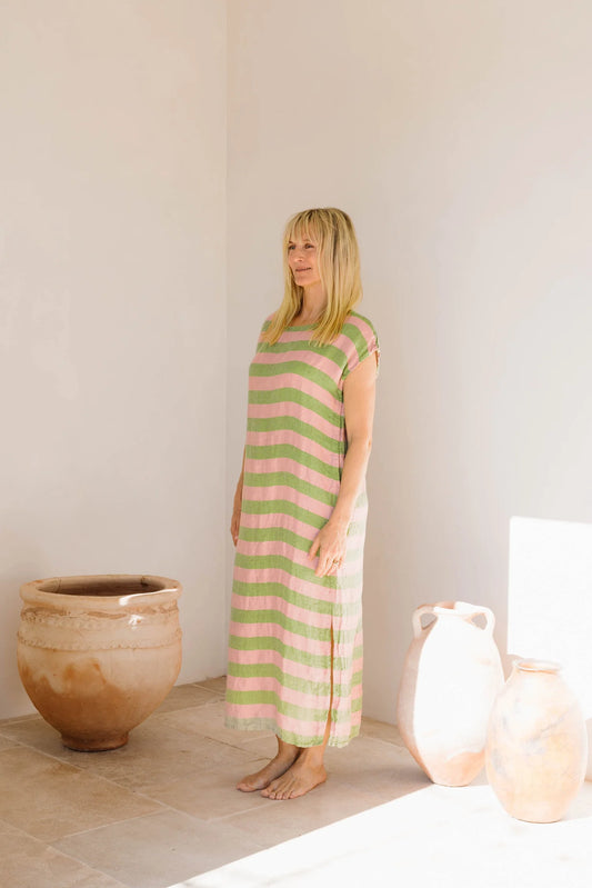 Positano Maxi Rosa Pistachio Stripe