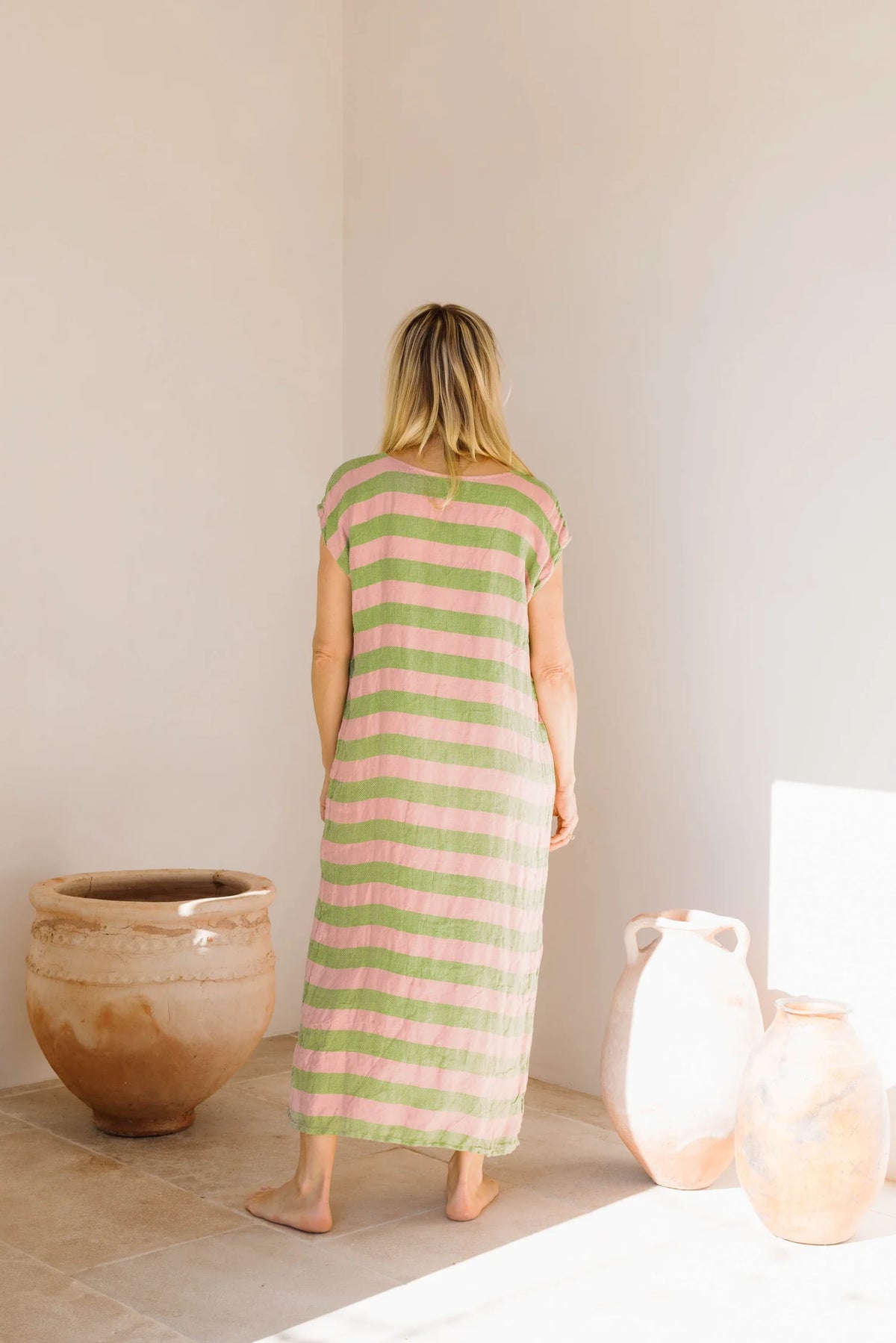 Positano Maxi Rosa Pistachio Stripe
