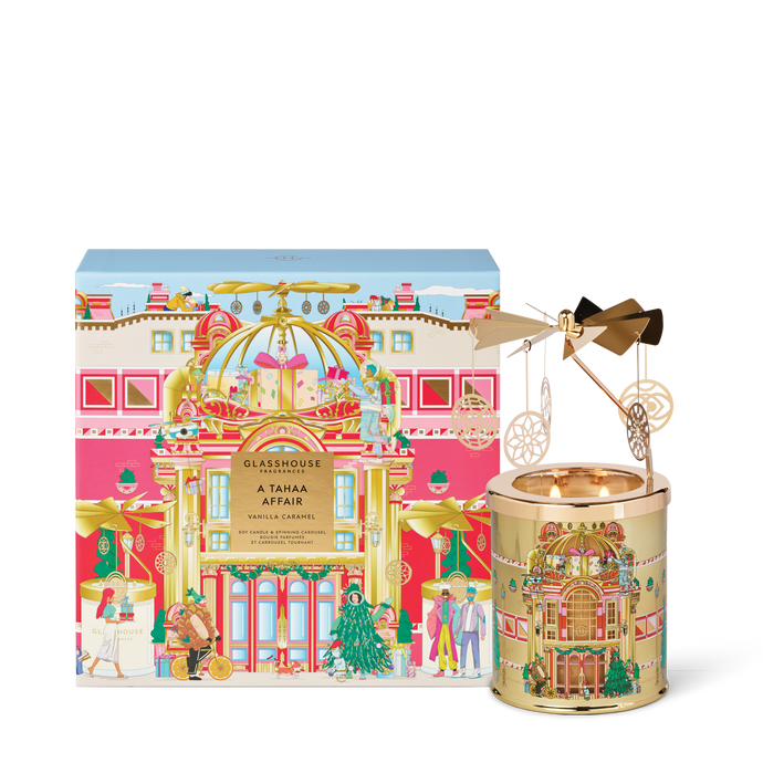 Glasshouse Christmas 380g Candle with Spinning Carousel Gift Set - A Tahaa Affair