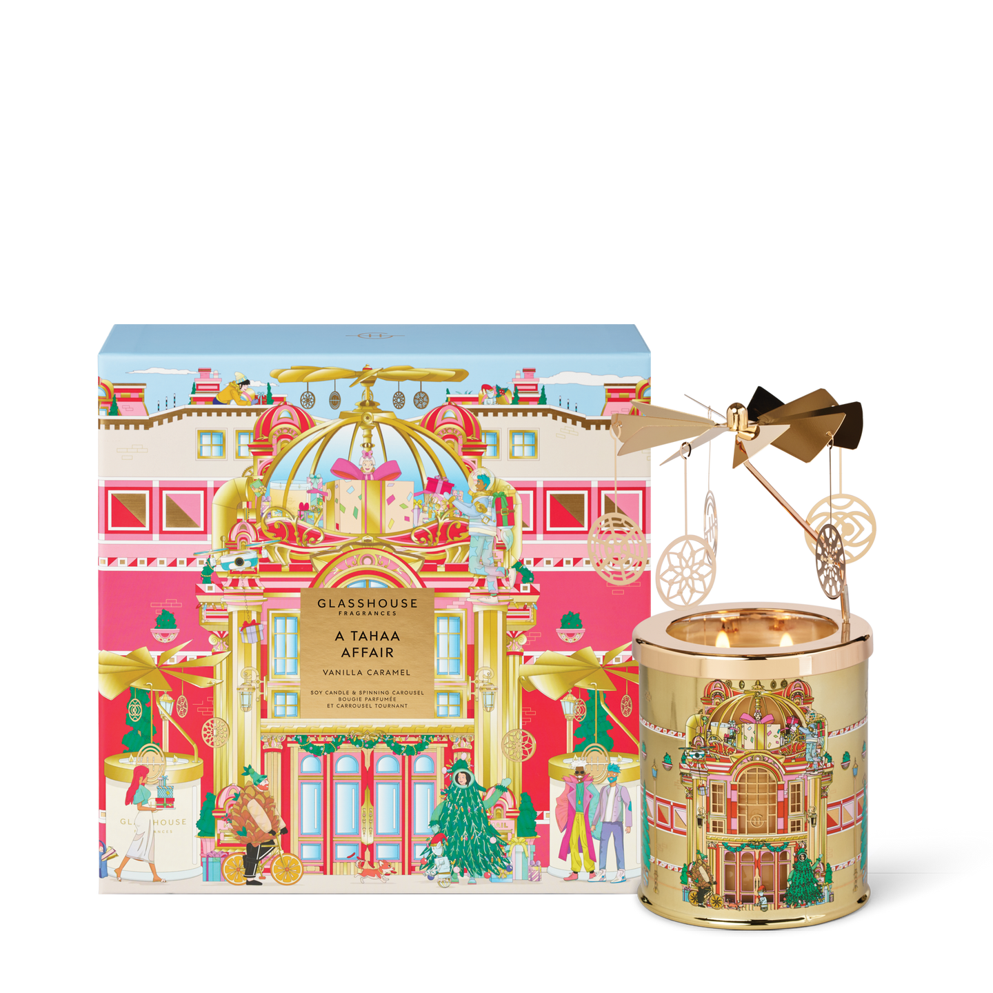 Glasshouse Christmas 380g Candle with Spinning Carousel Gift Set - A Tahaa Affair