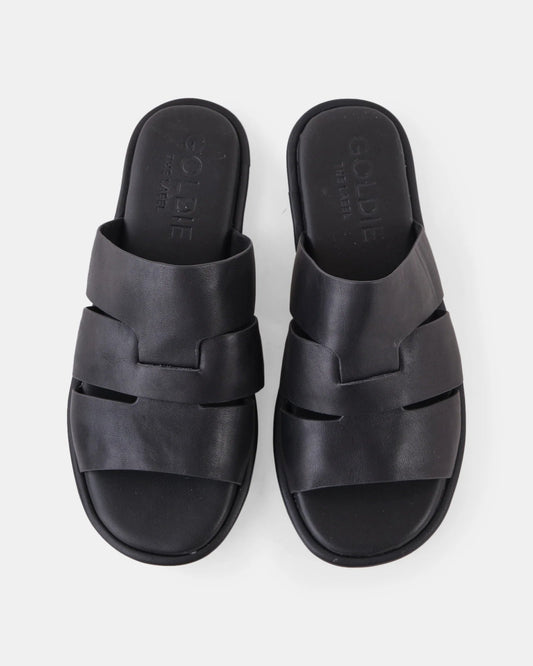 Rio Leather Slide Black