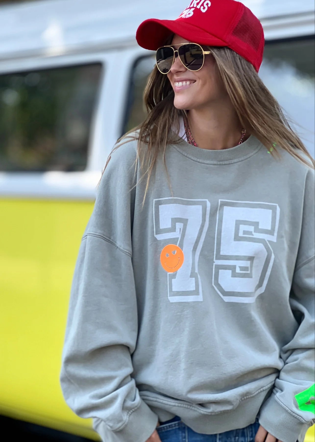 Long Vintage Retro Sweat Khaki