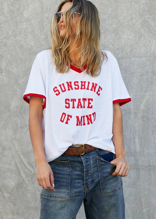 Sunshine State Of Mind Ringer Tee White