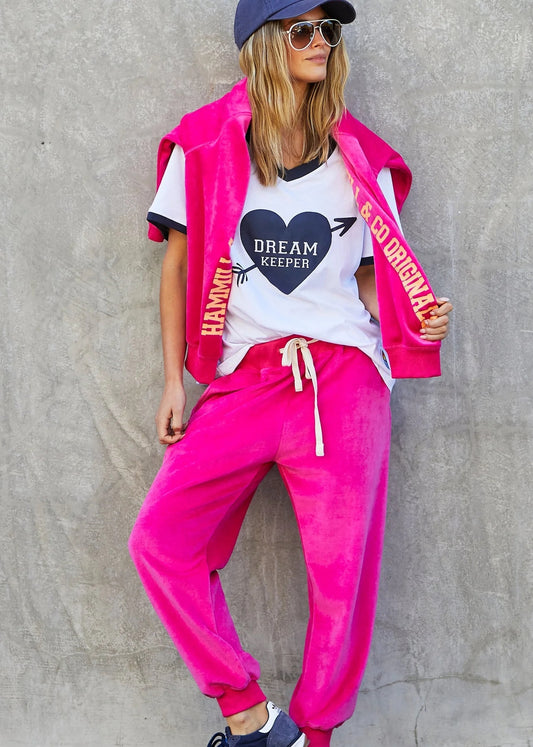 Velour Track Pants Pink
