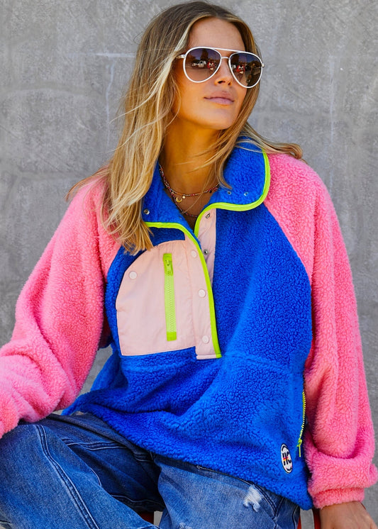 Vintage Polar Fleece Hot Pink/Royal