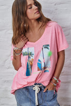 Load image into Gallery viewer, Retro V Neck Tee - Hot Pink