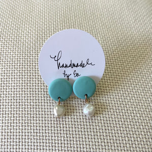 Clay studs with Pearl drop