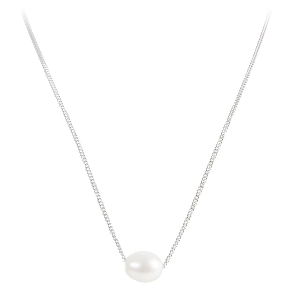 PEARL TEARDROP NECKLACE SILVER