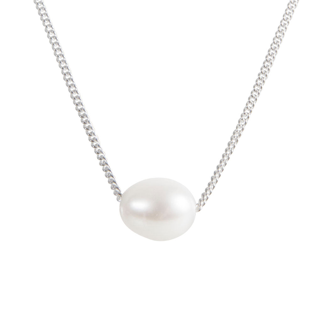 PEARL TEARDROP NECKLACE SILVER
