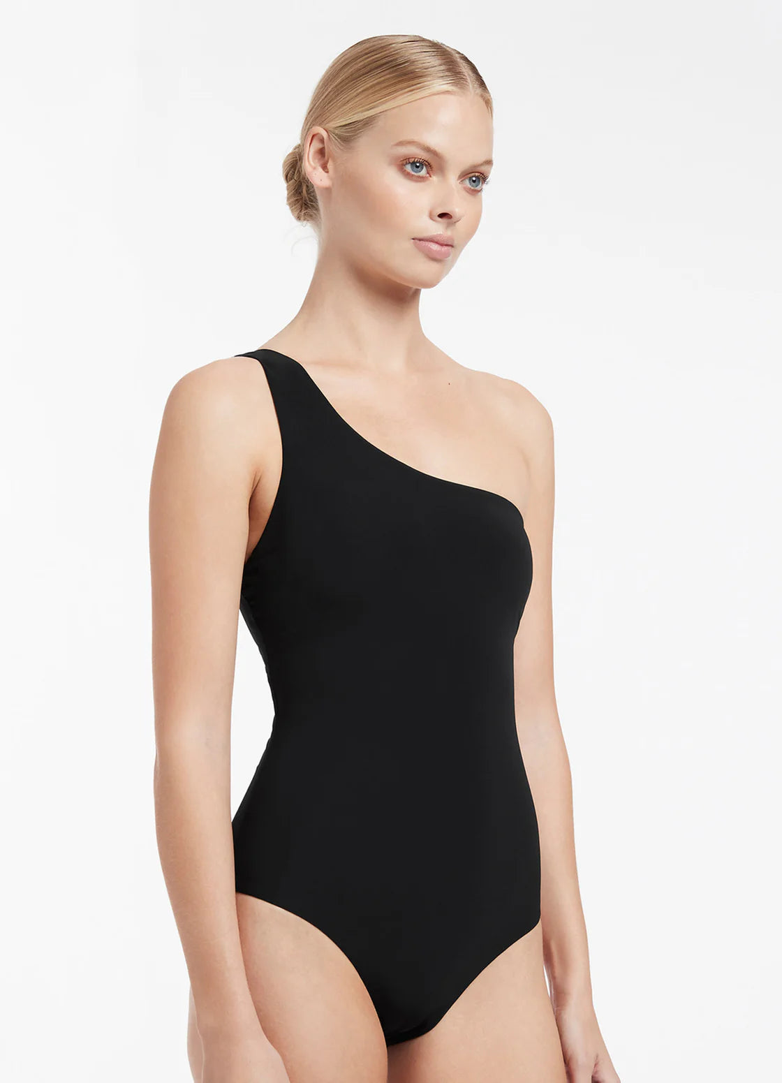 One Shoulder One Piece Black