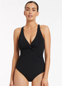 JETSET Twist Front Backcross one piece black