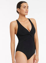 Load image into Gallery viewer, JETSET Twist Front Backcross one piece black