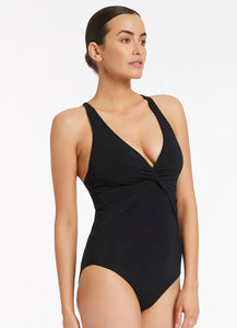JETSET Twist Front Backcross one piece black