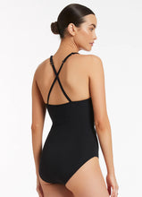 Load image into Gallery viewer, JETSET Twist Front Backcross one piece black