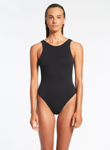 Load image into Gallery viewer, Isla Rib High Neck One Piece Black