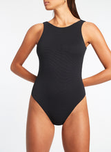 Load image into Gallery viewer, Isla Rib High Neck One Piece Black