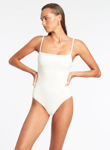 Isla Rib Minimal Tank One Piece - Cream