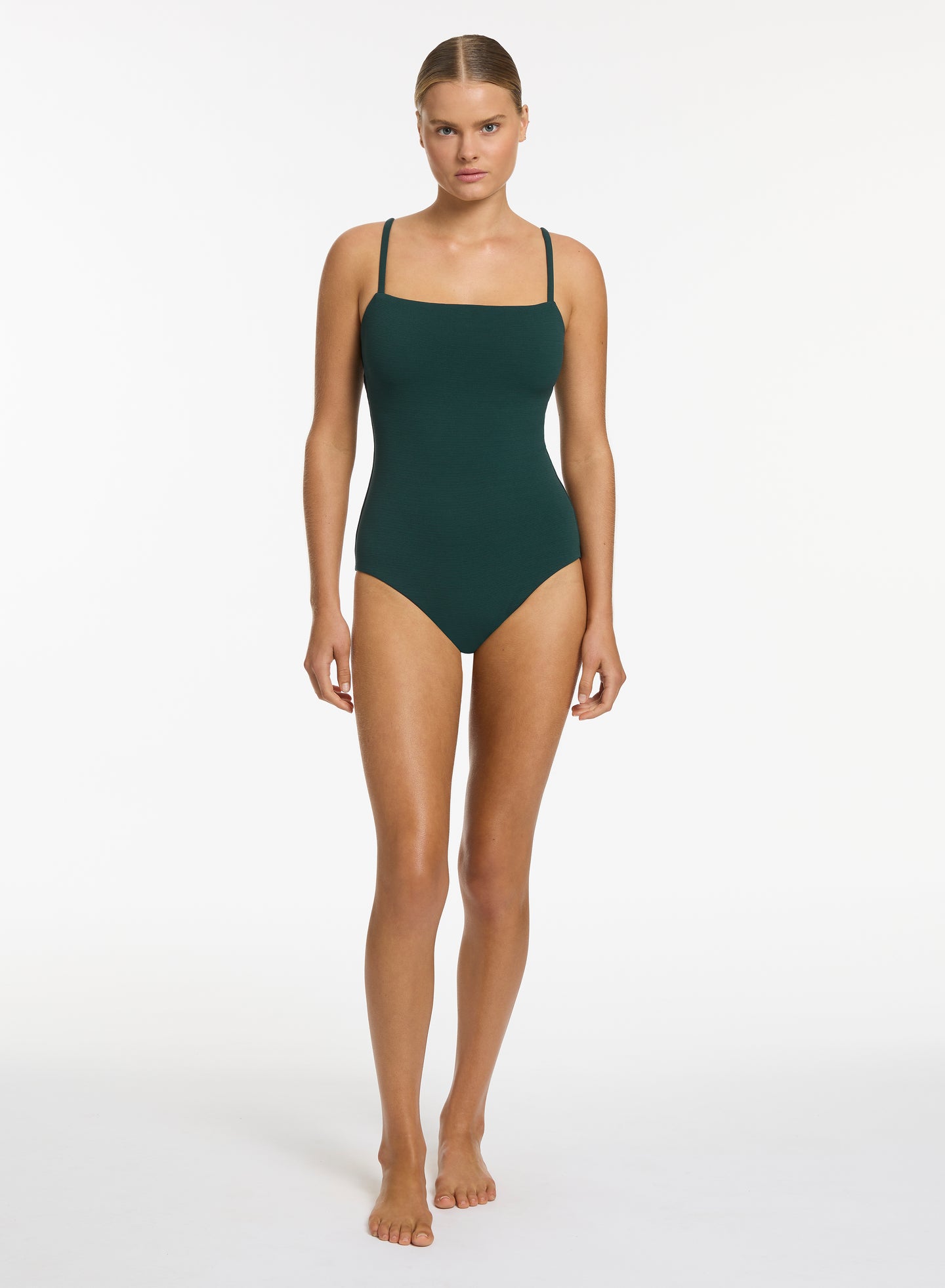 Isla Rib Minimal Tank One Piece - Forest