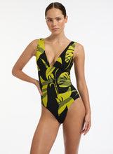 Load image into Gallery viewer, Shadow Palm Plunge One Piece Black