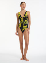 Load image into Gallery viewer, Shadow Palm Plunge One Piece Black