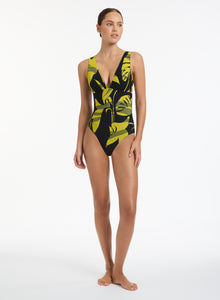Shadow Palm Plunge One Piece Black