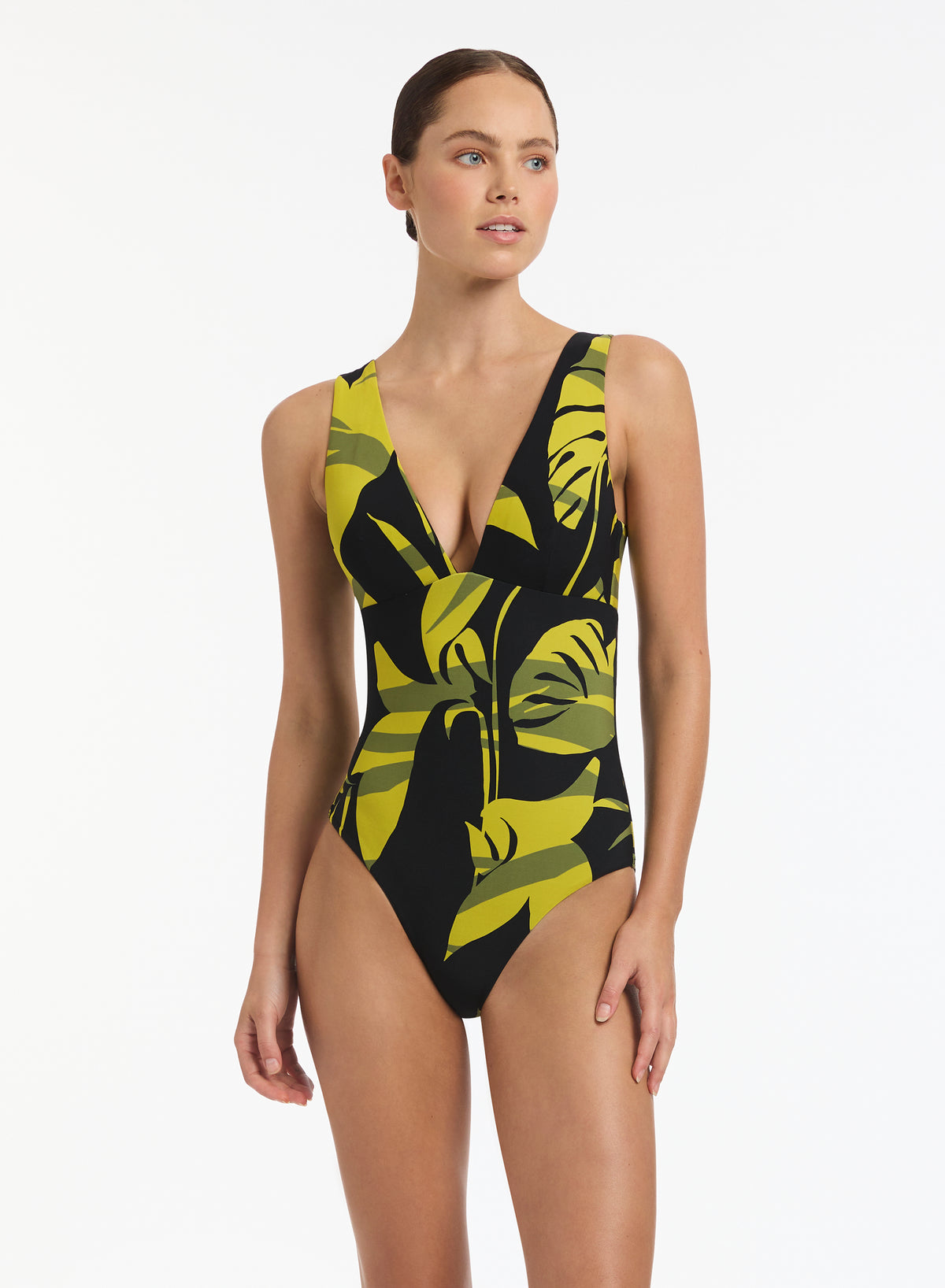Shadow Palm Plunge One Piece Black