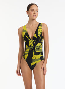 Shadow Palm Plunge One Piece Black