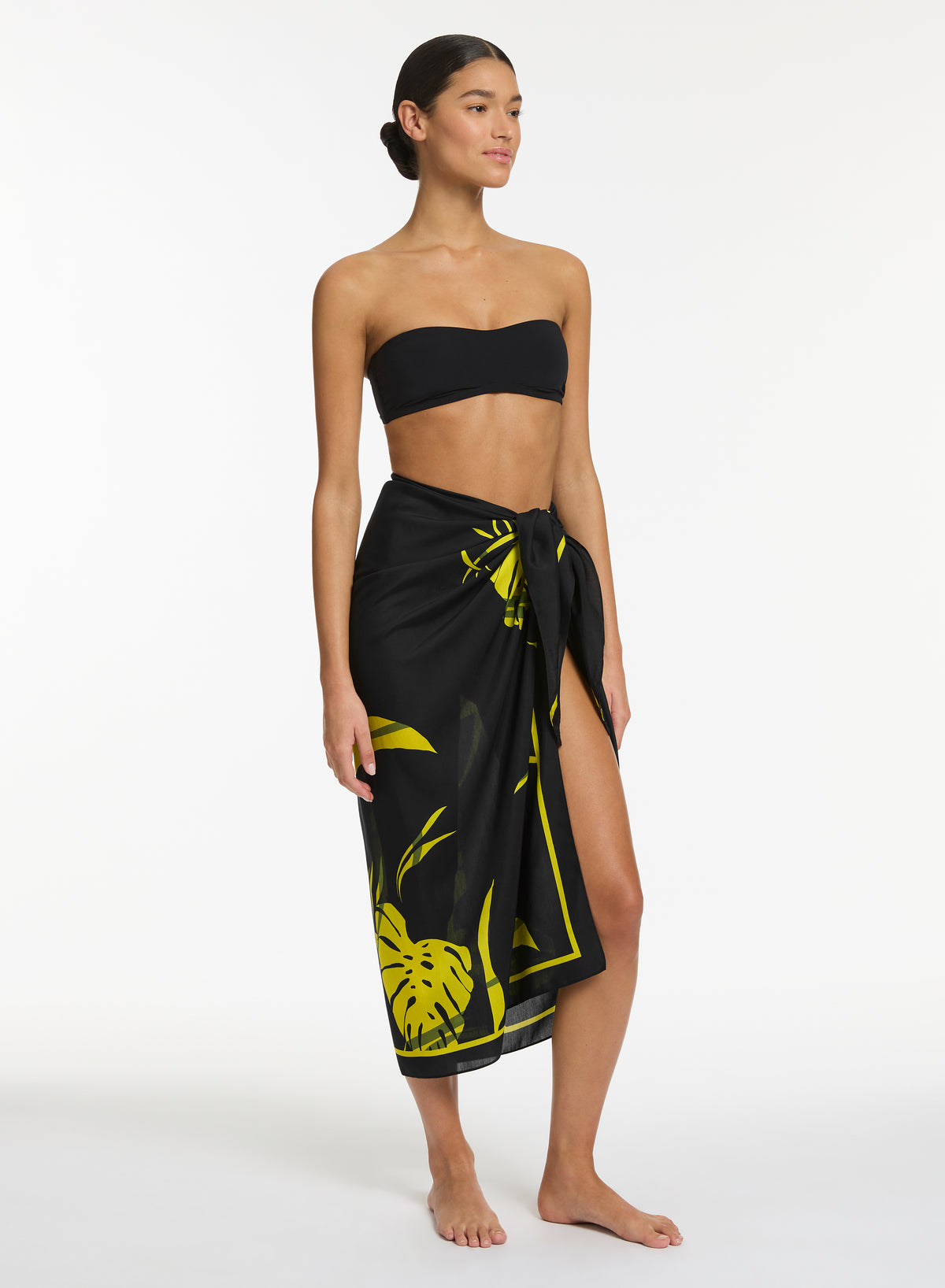 Shadow Palm Sarong Black