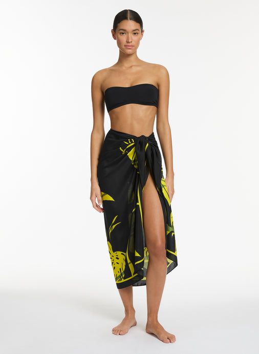 Shadow Palm Sarong Black