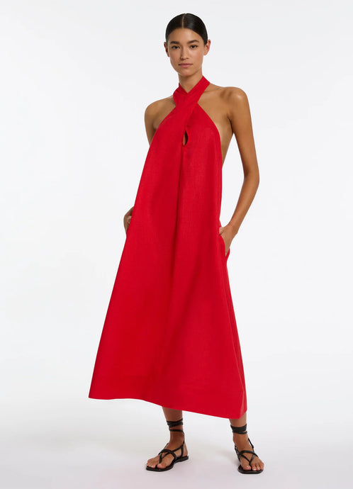 Jetset Low Back Halter Dress Rosso