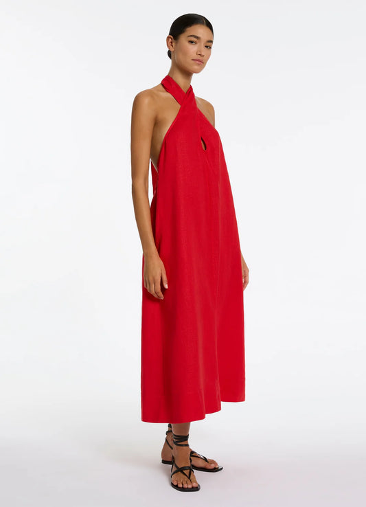 Jetset Low Back Halter Dress Rosso