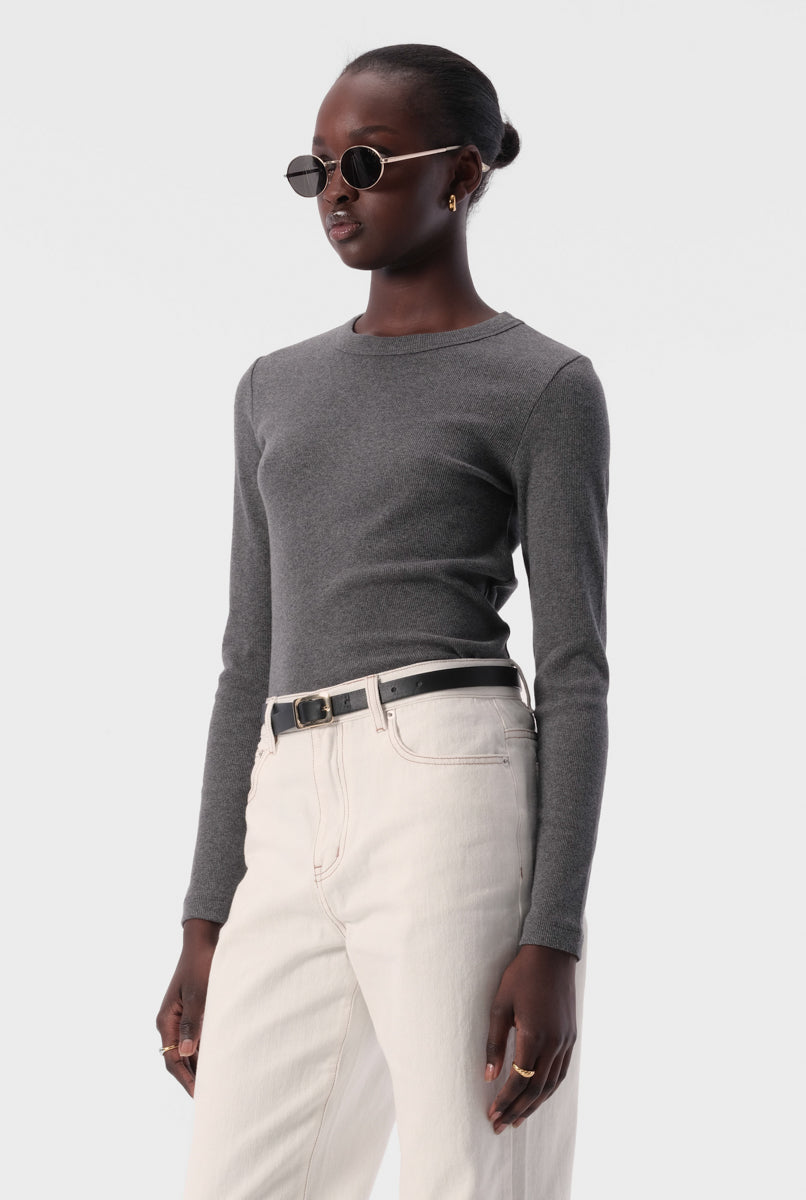 Nola Long Sleeve Top Charcoal