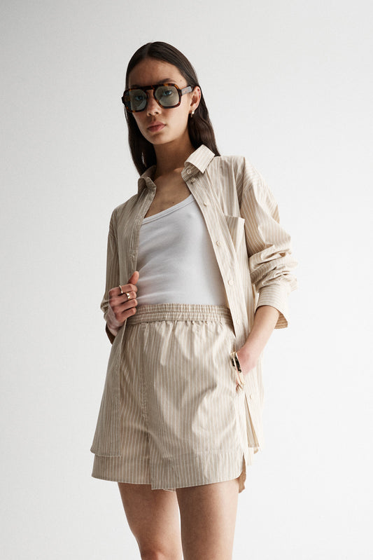Poppy Shirt Oat Stripe