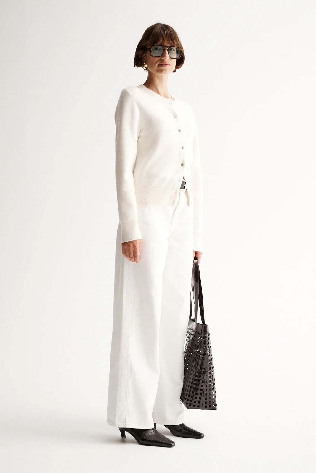 Saschia Knit Cardigan White Marle