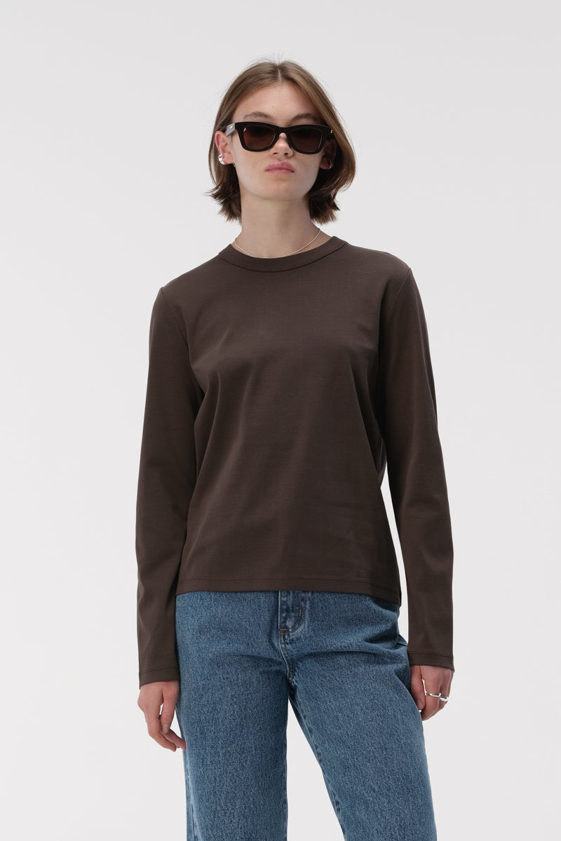 Zoe Long Sleeve Tee Chocolate