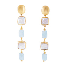 Load image into Gallery viewer, PEARL AQUA COCKTAIL EARRINGS