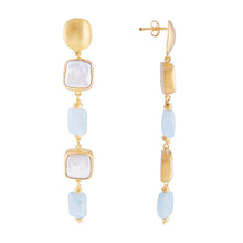 Load image into Gallery viewer, PEARL AQUA COCKTAIL EARRINGS