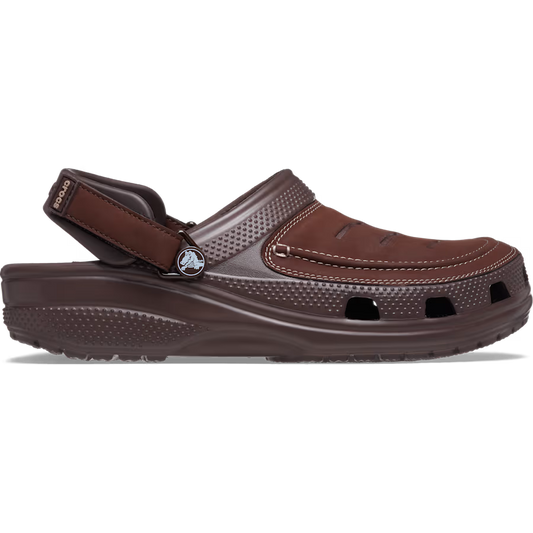 Brown sandal with a strap on a white background