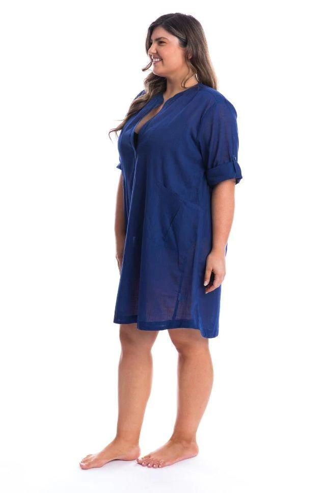COTTON OVER SHIRT NAVY