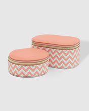 Load image into Gallery viewer, Olive Sisco Chevron Jewellery Box Pack Peach