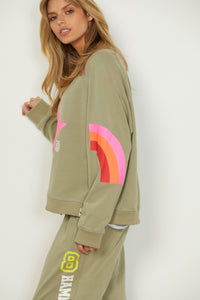 Vintage Wash Khaki With Pink Star