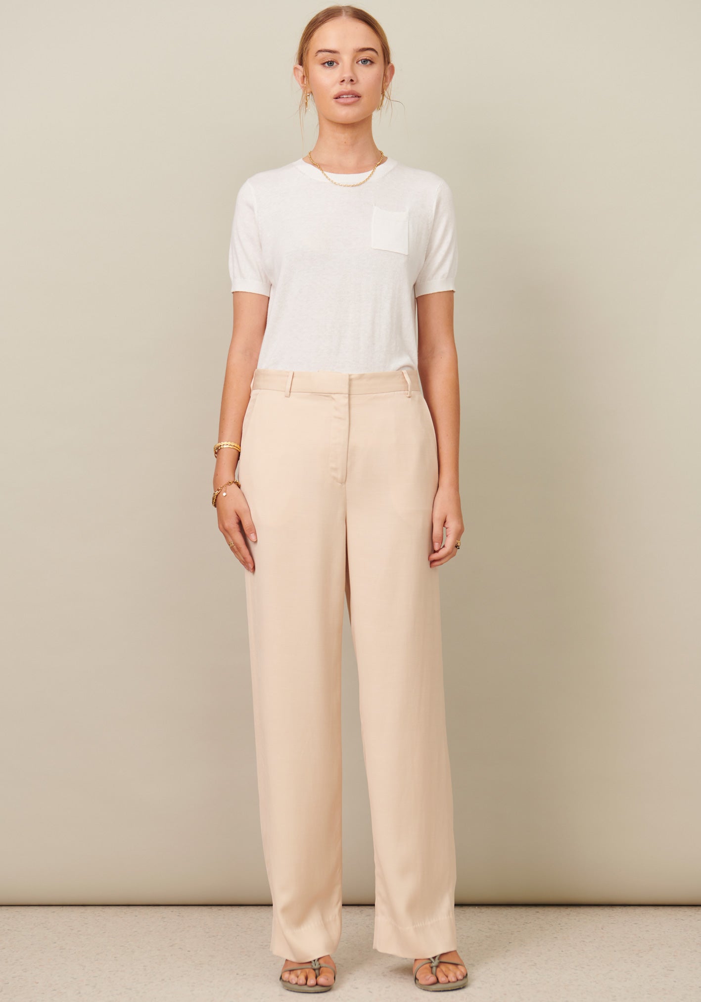 Calypso Pocket Cotton Cashmere Tee White