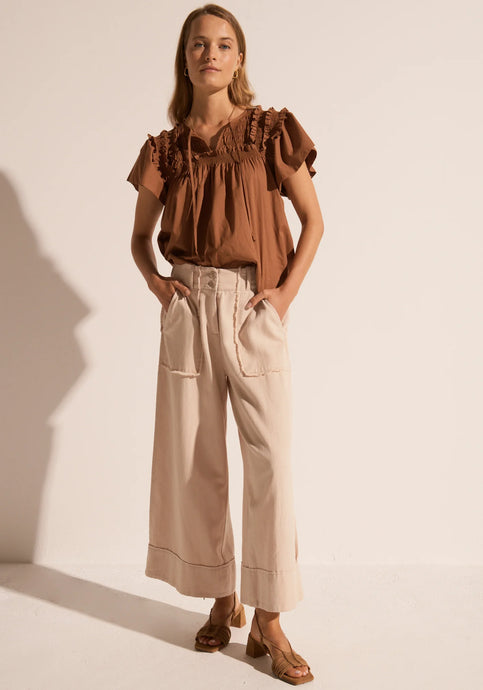 Clover Ruffle top Toffee